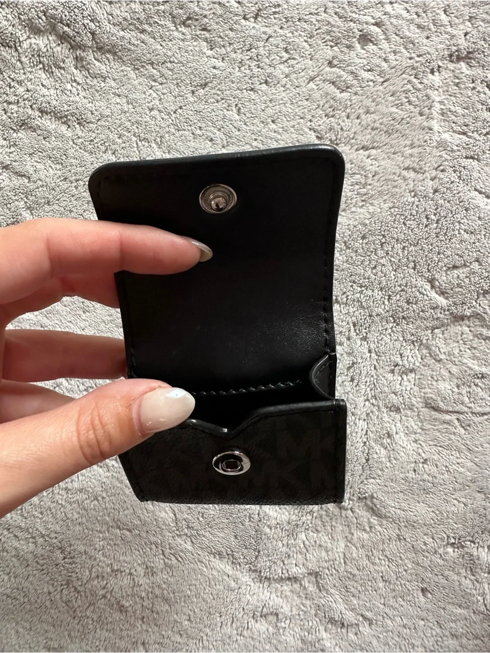 Michael Kors Black Leather and Signature Canvas Airpod Case